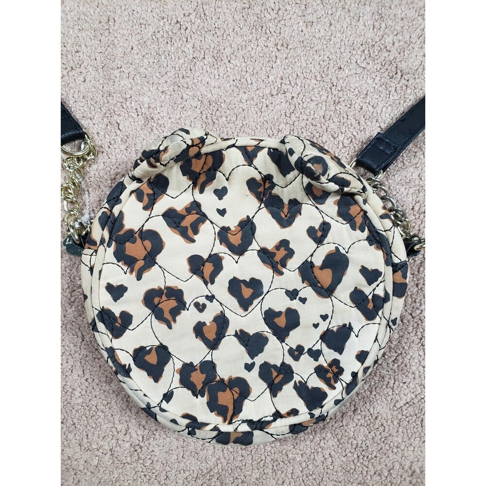 Betsey Johnson Luv Betsey Cheetah Heart Print Round Crossbody With Cat Ears Sz S - Picture 4 of 9